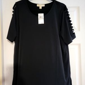 Michael Kors Black Ladder Sleeve Top.